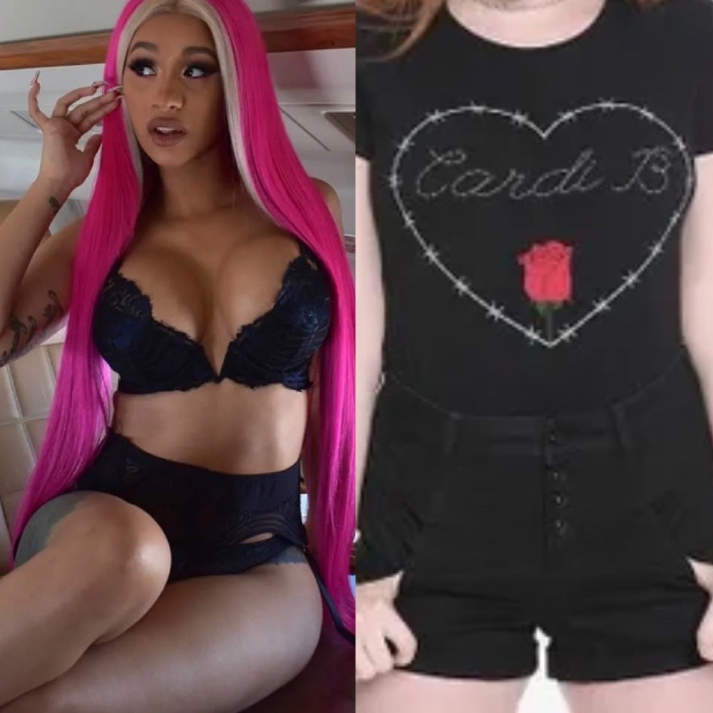 Cardi B Heart Rose Barbwire Tee